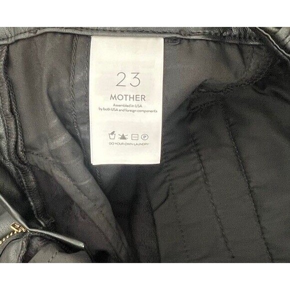 NWT MOTHER The Super Cha Cha Prep Heel Faux Leather Flare Leg Pants Black 23 - Picture 12 of 13